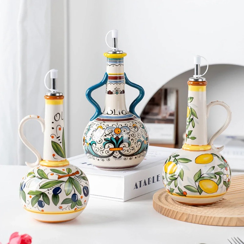 Kitchen Appliances And Utensils - Seramik Yağ Şişesi Soya Sosu Şişesi